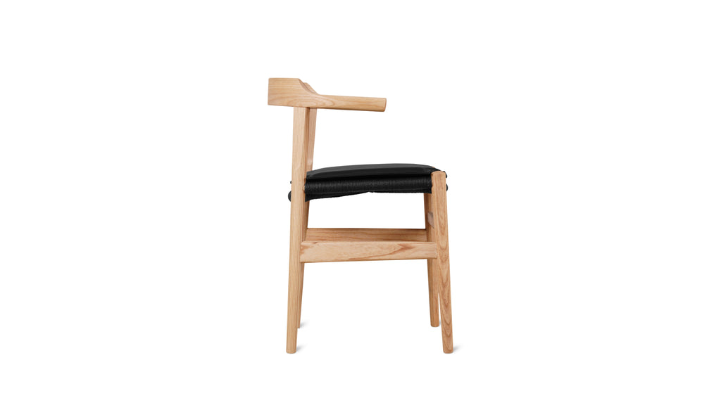 Tuck In Dining Chair with Cushion, White Oak, Wood Seat with Black Cus –  Sundays Company