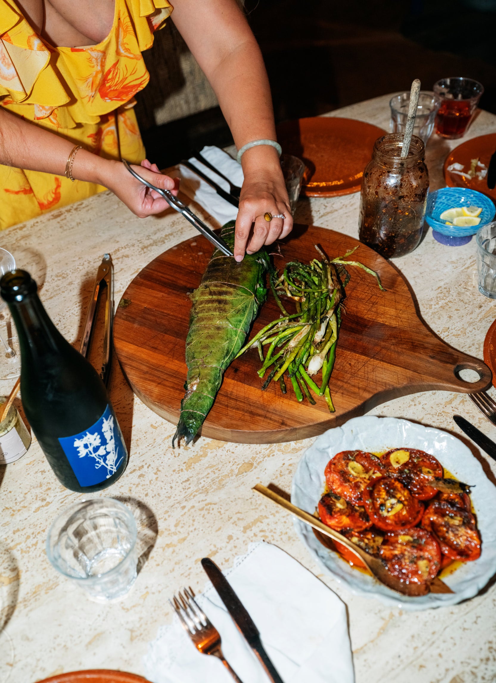 Branzino Wrapped in Fig Leaves