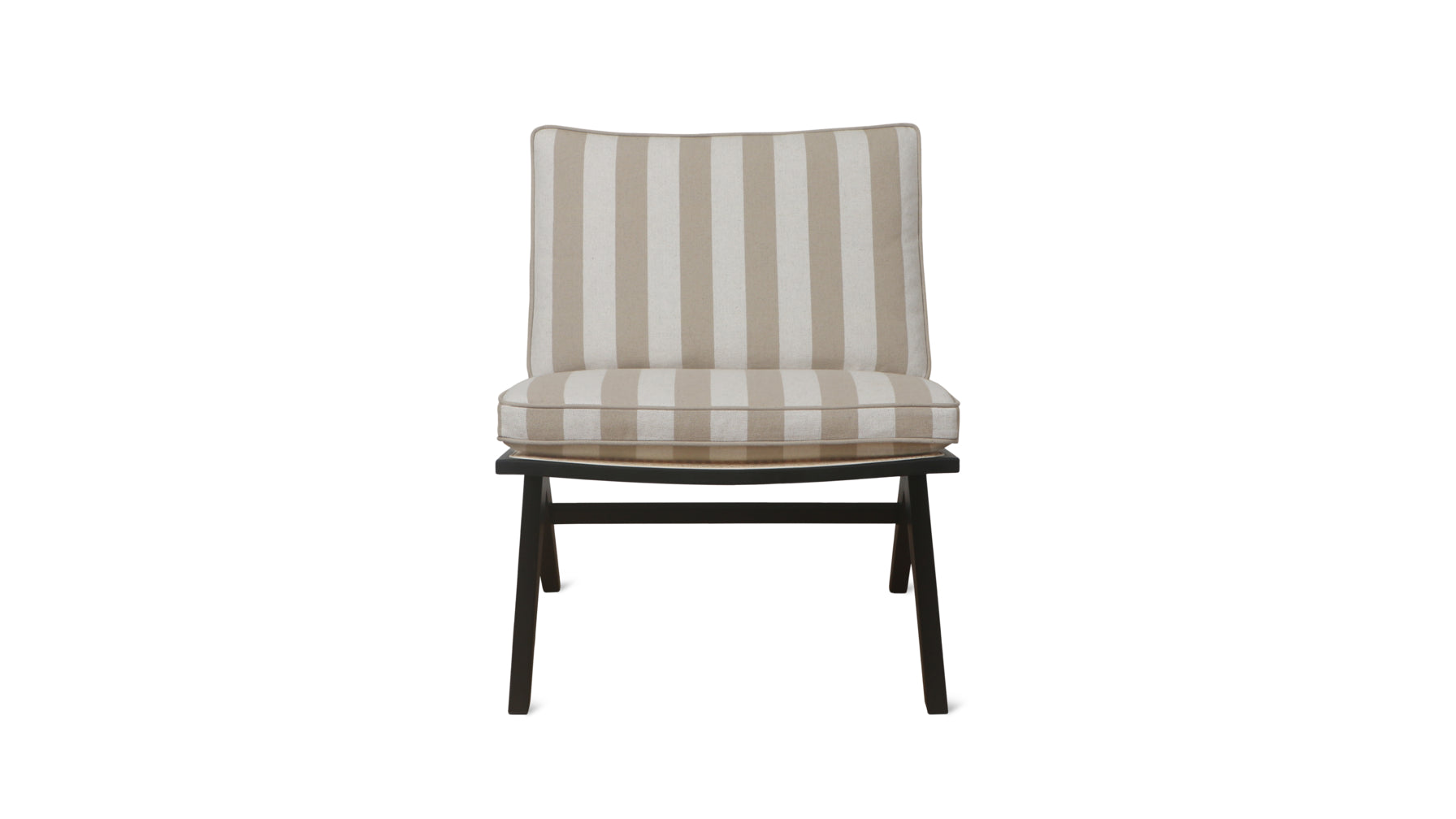 Endless Summer Lounge Chair with Cushion Black Ash Striped Fabric