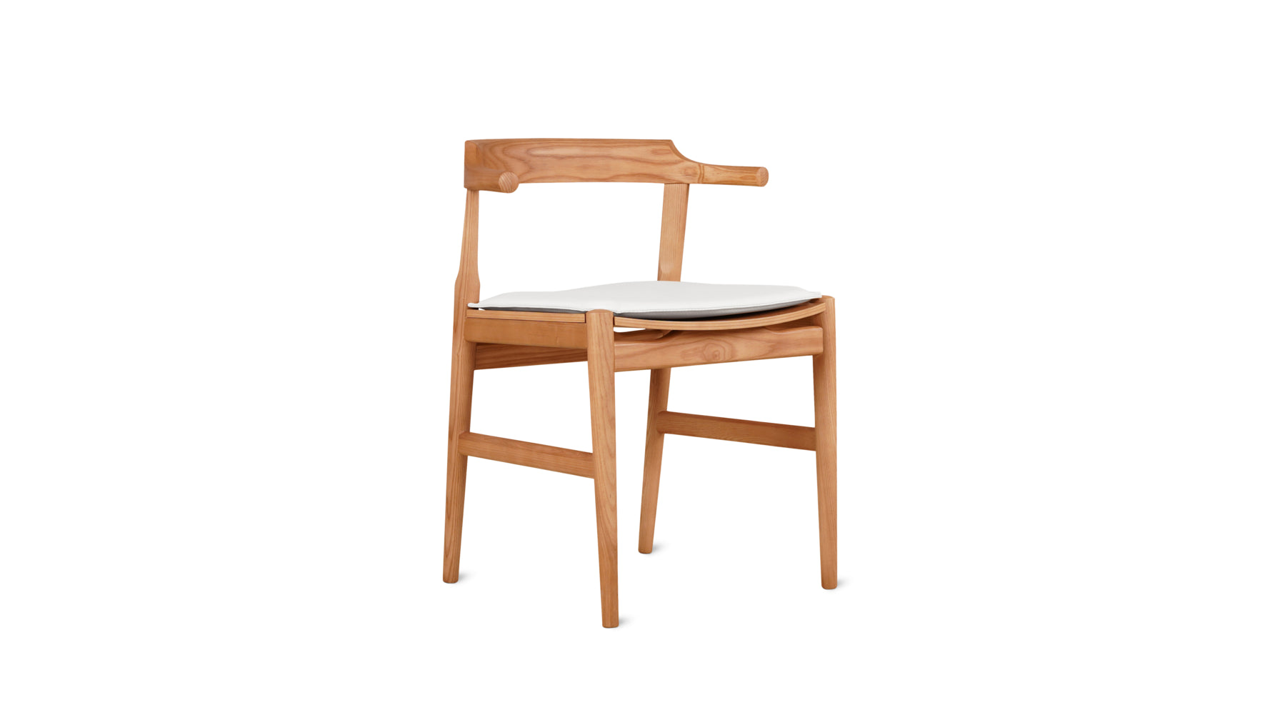 Tuck In Dining Chair with Cushion White Oak Wood Seat with White