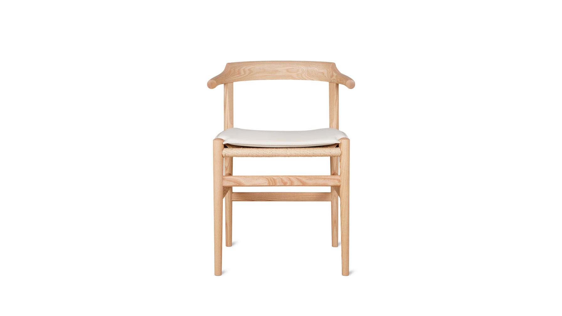 Tuck In Dining Chair with Cushion White Ash Natural Papercord Seat with White Cushion