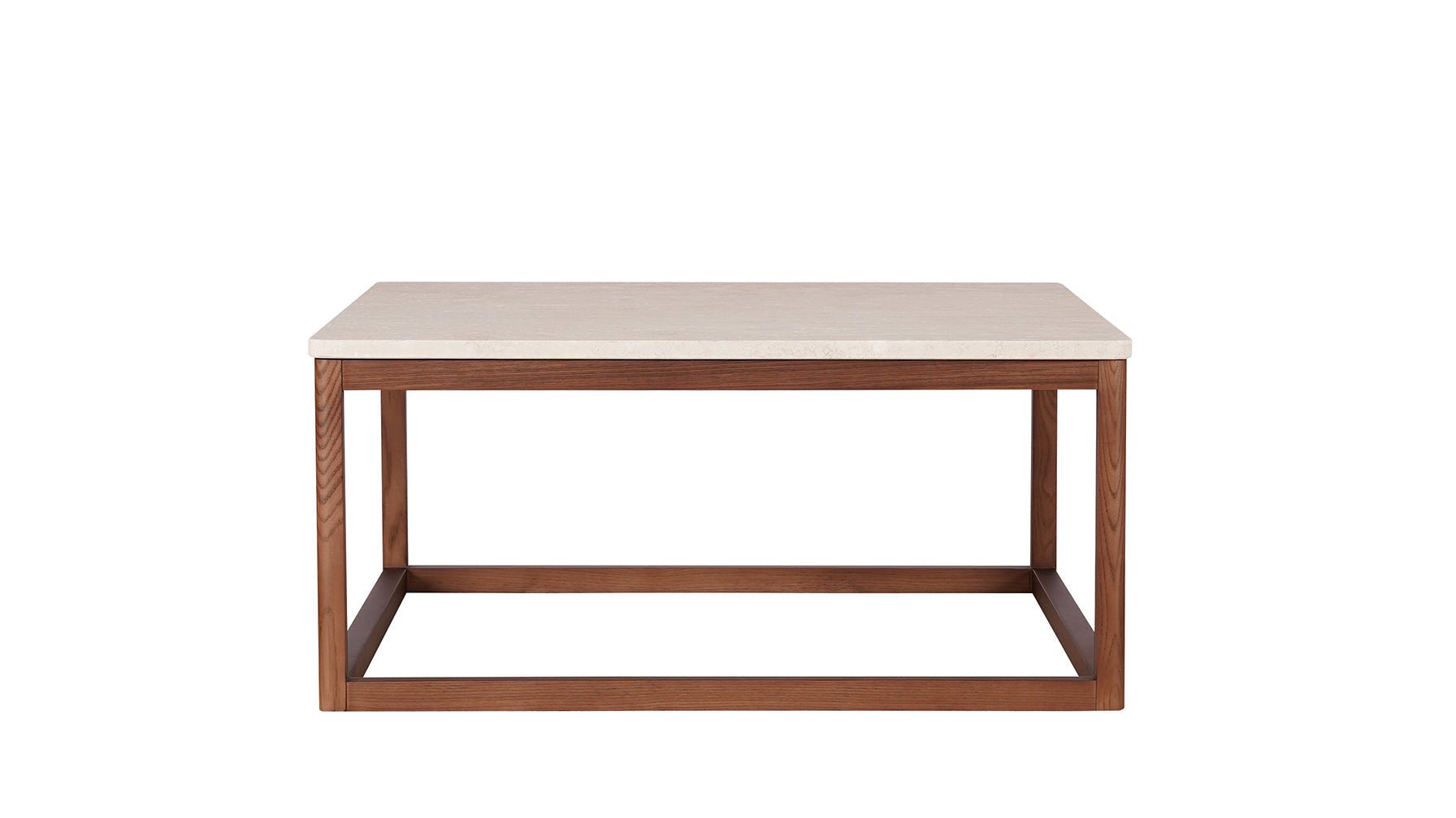 Still Coffee Table Square, Travertine and Walnut - Image 6