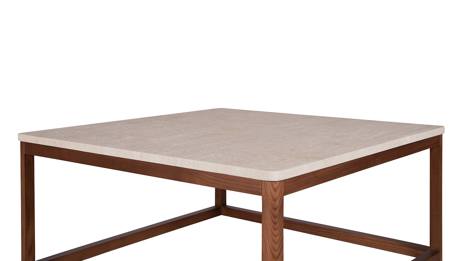 Still Coffee Table Square, Travertine and Walnut - Image 4