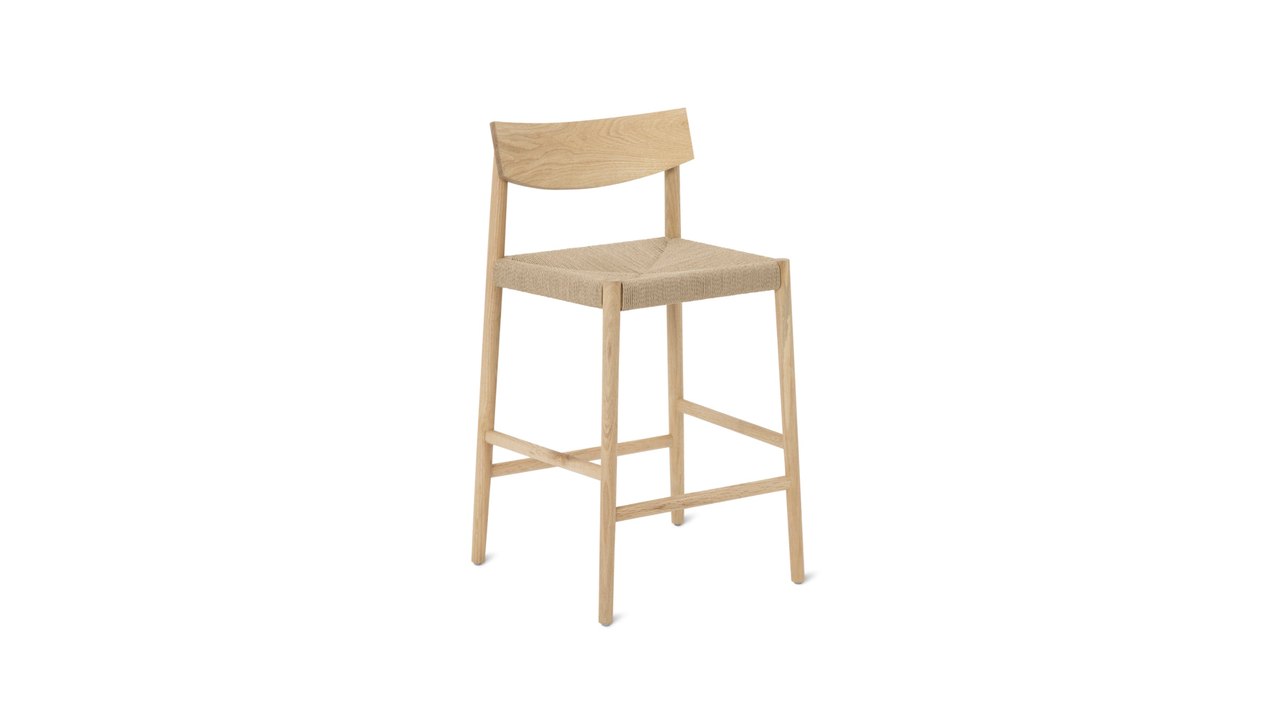 Dinner Guest Counter Stool White Oak Natural Papercord Seat