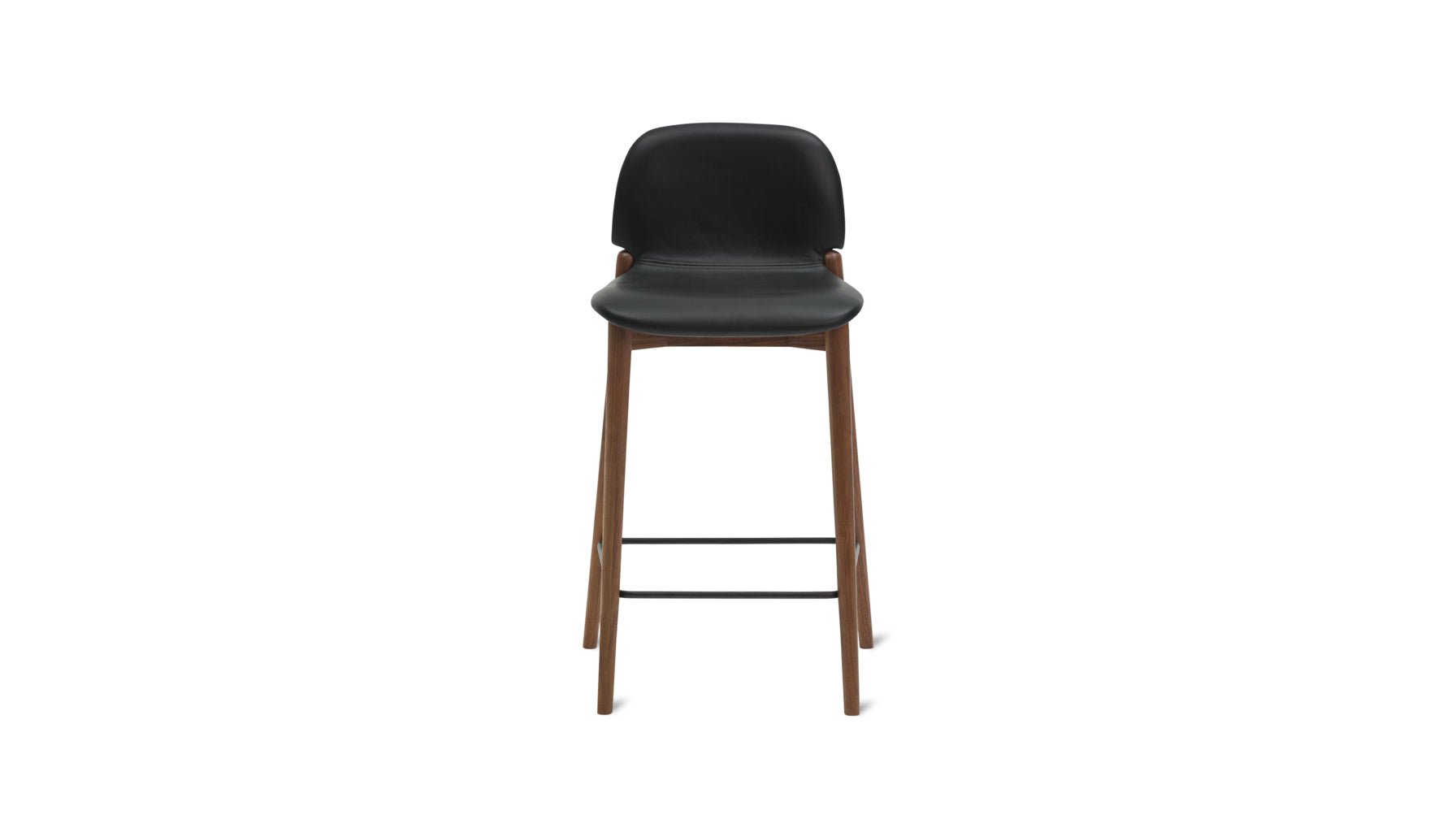 Dine In Stool, Counter, Walnut/Black Leather - Image 1