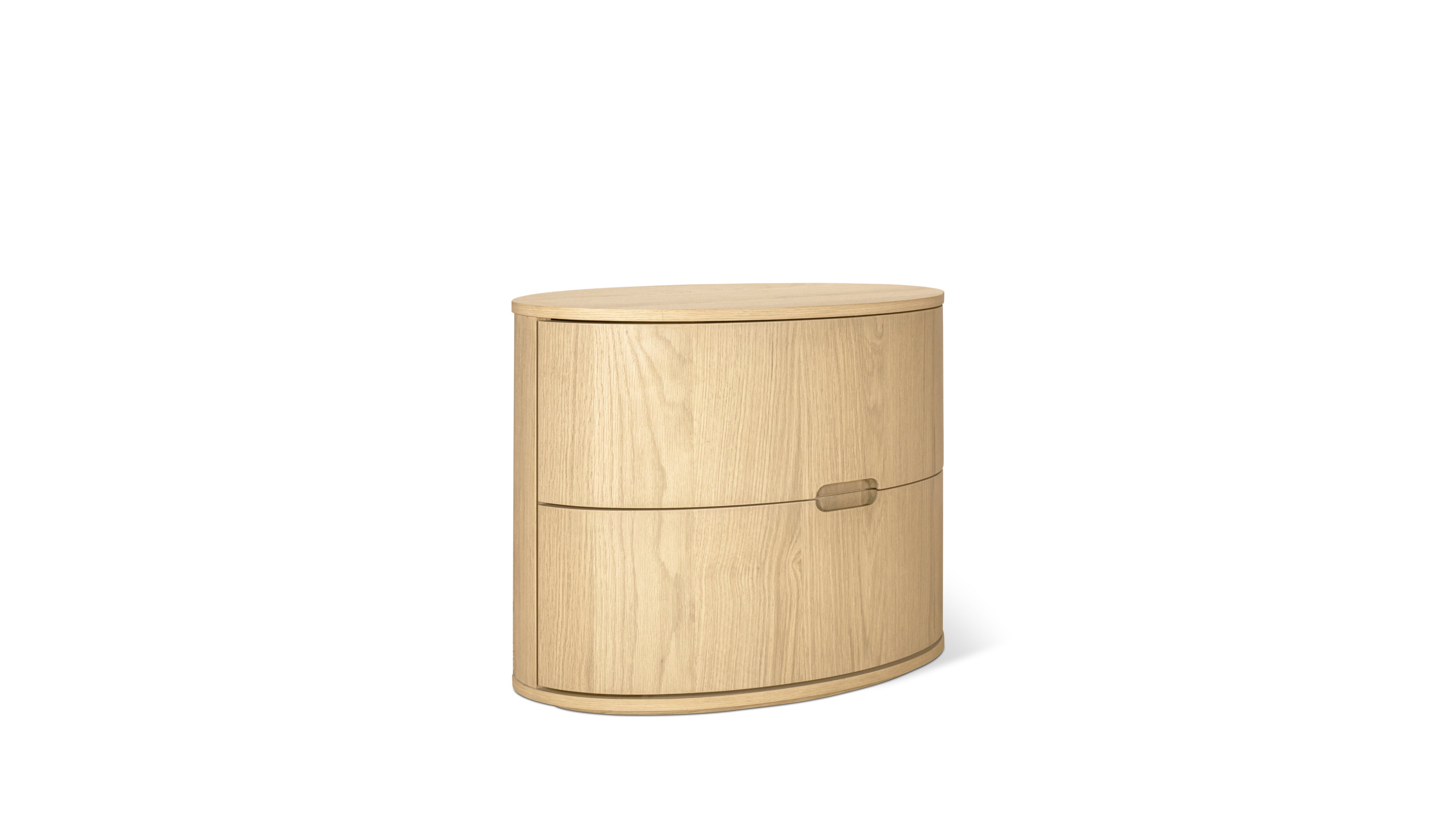 Go Round Nightstand, White Limed Oak - Image 1