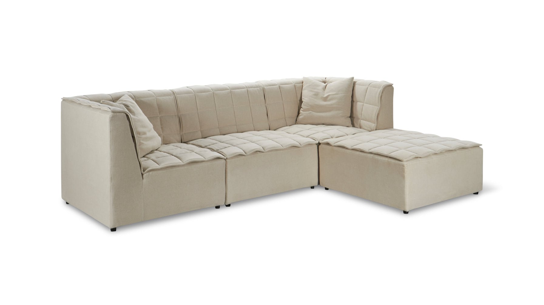 Quilt 4-Piece Modular Sectional, Fawn - Image 8