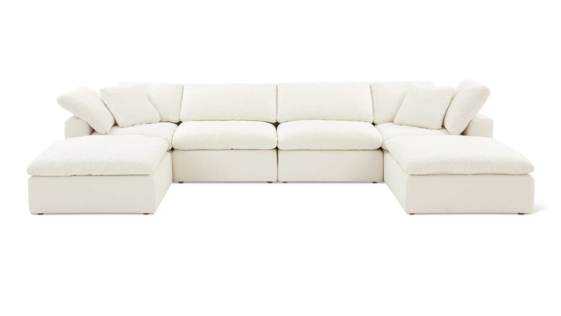 Movie Night™ 6-Piece Modular U-Shaped Sectional, Standard, Cream Linen - Image 1