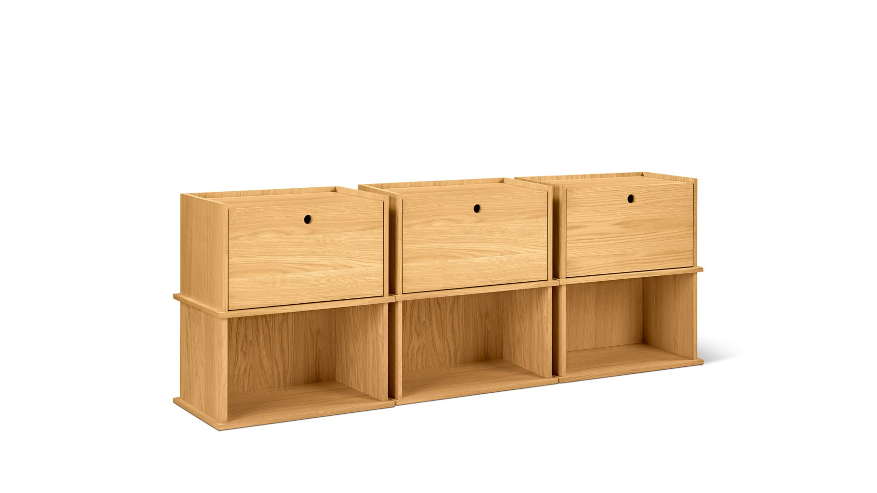 Keep Stacking Storage System 6-Piece, Open and Closed, White Oak_image