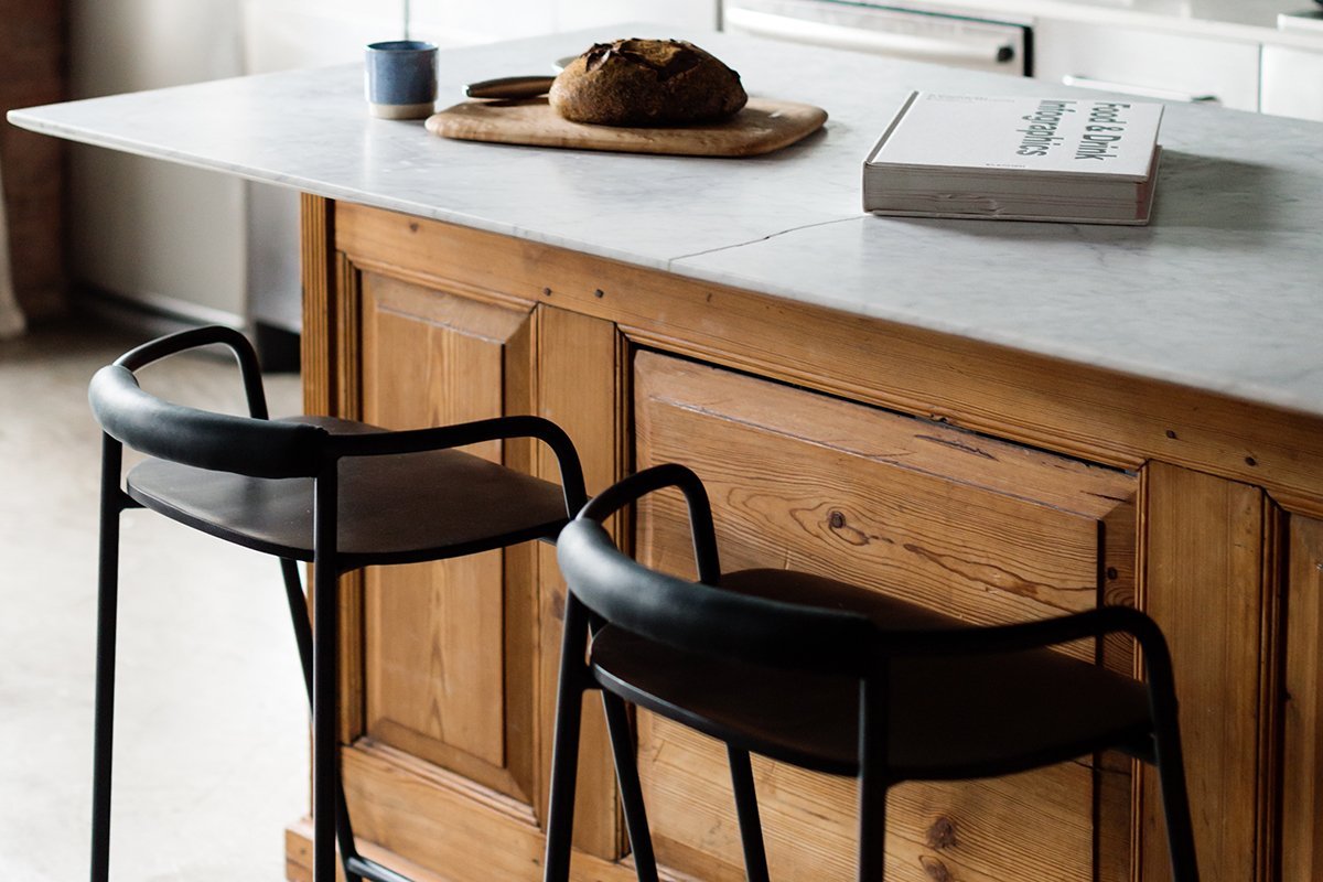 Slow Mornings Stool, Counter, Natural/Black Metal - Image 3